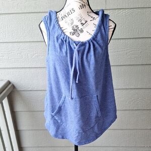 Athleta Hooded Sweatshirt Tank Top With Kangaroo Pocket Size XL Blue